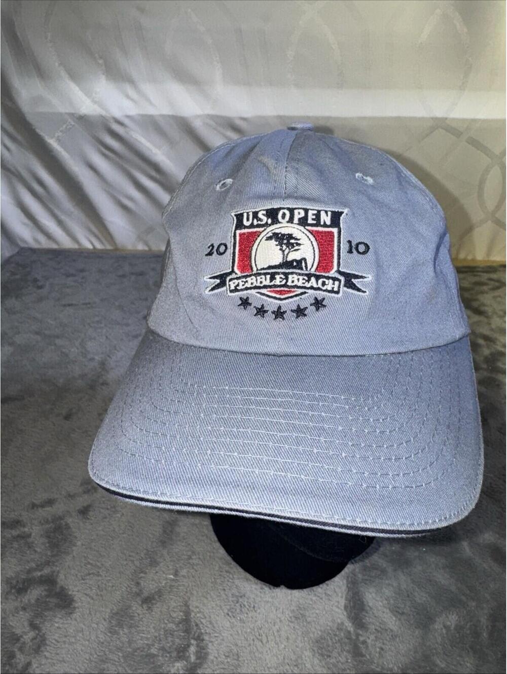 US Open Pebble Beach 2010 Hat Cap Adjustable Gray USGA Golf unisex Embroidered